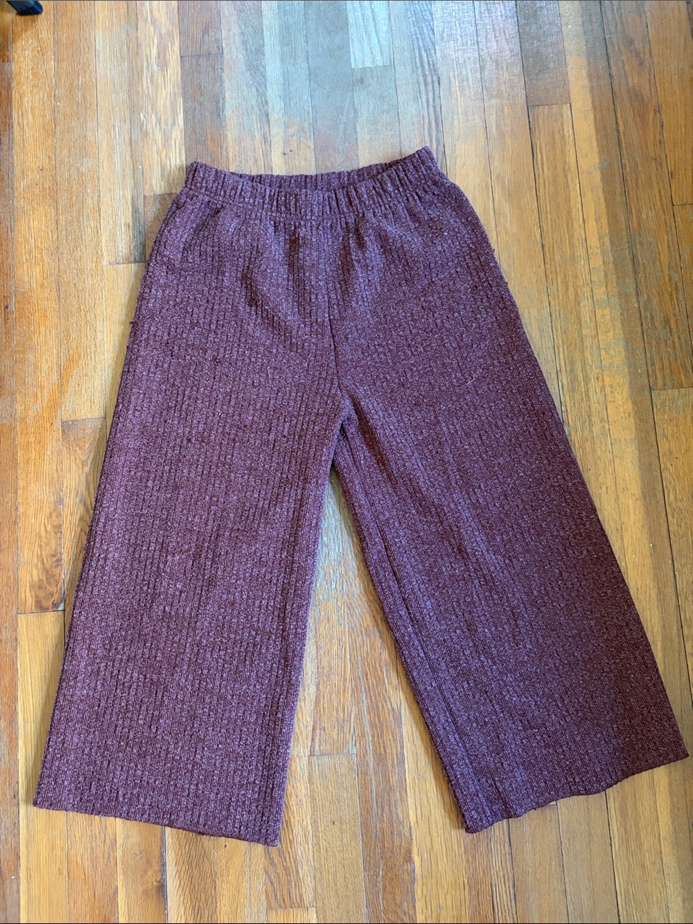 Kids Wide-Leg Knit Pants - Burgundy